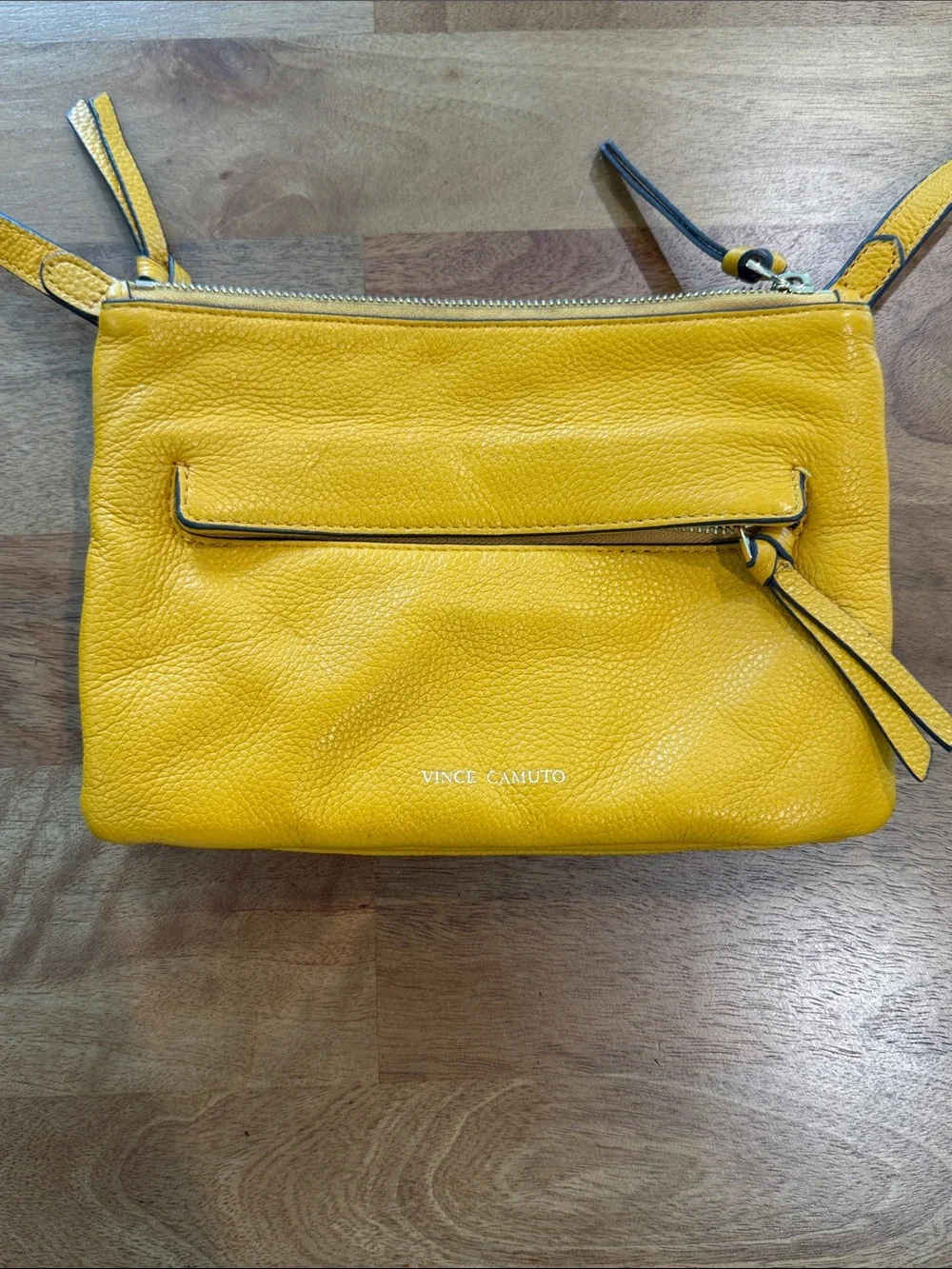 Vince Camuto Bright Mustard Yellow Leather Crossbody with Tassel *EUC*